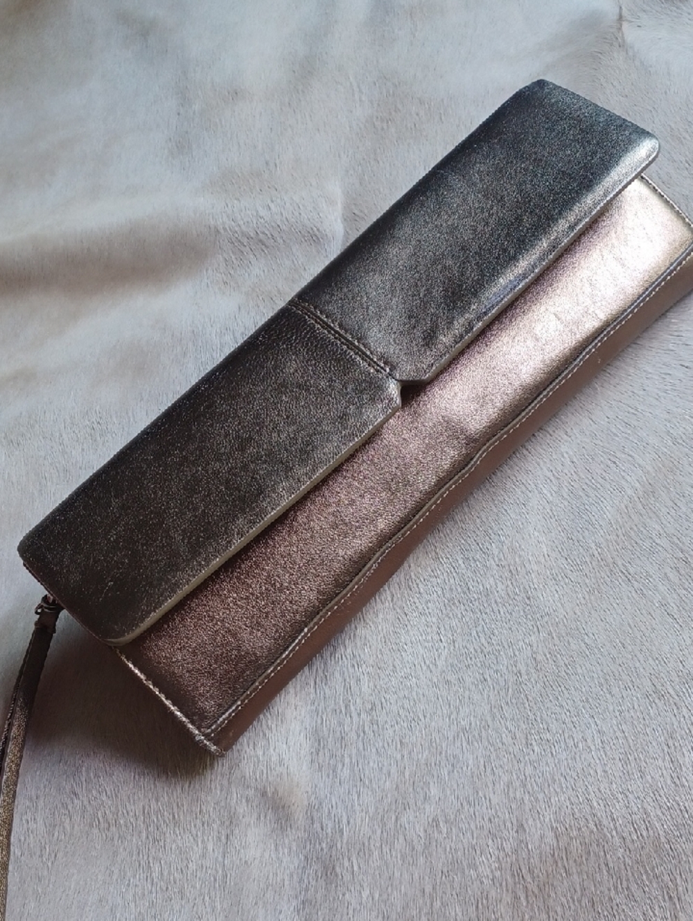 Alfani Golden Bronze Leather Wristlet/ Clutch